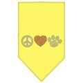 Unconditional Love Peace Love Paw Rhinestone Bandana Yellow Large UN788236
